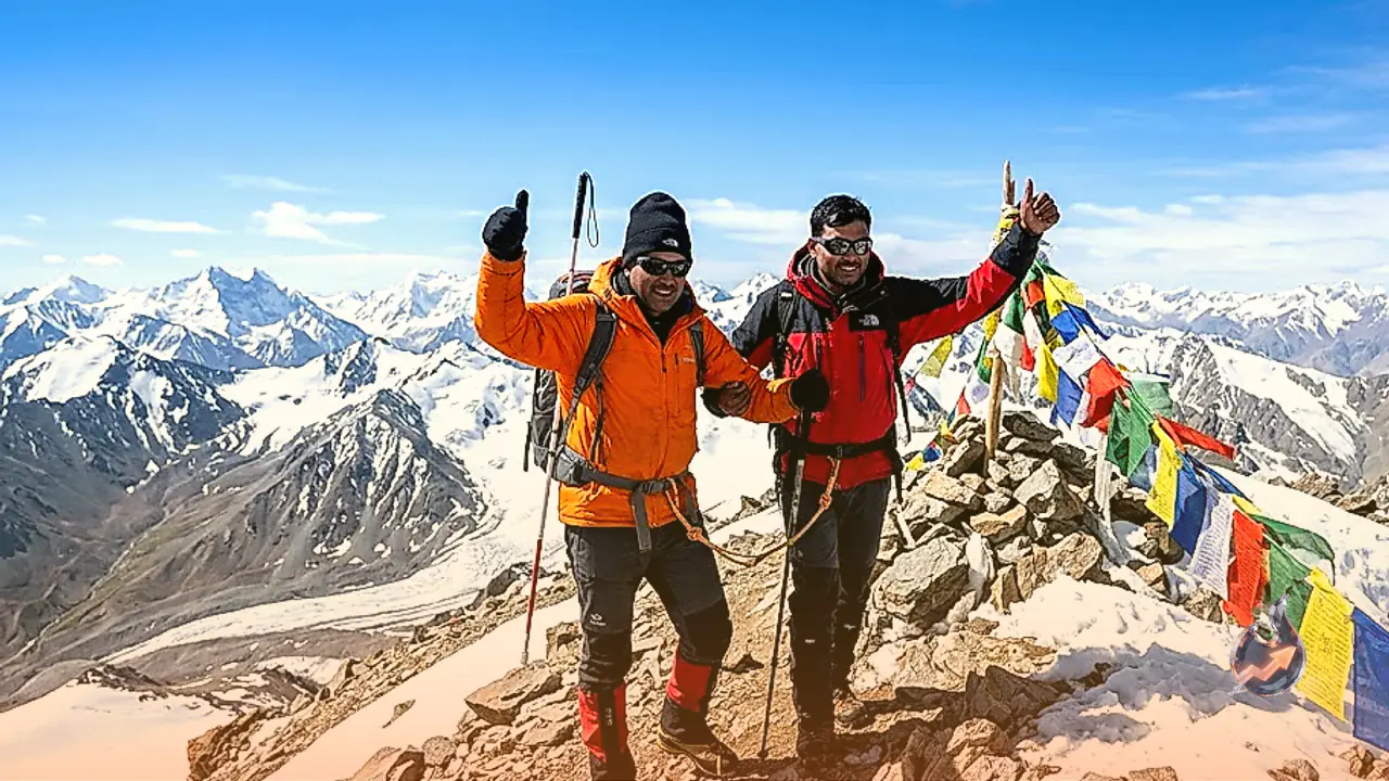 Visually Impaired Mountaineer Shekhar Gop Scales 20,000-Foot Dzo-Jongo Peak in Ladakh alongside Dheeraj Kumar
