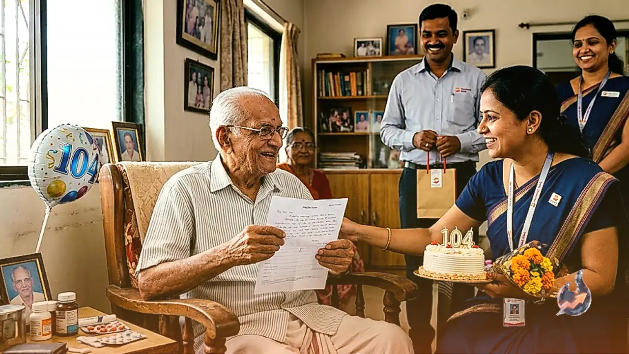 104वें जन्मदिन पर बुजुर्ग ग्राहक के घर पहुंची सारस्वत बैंक की टीम, रिश्ते की नई मिसाल पेश की