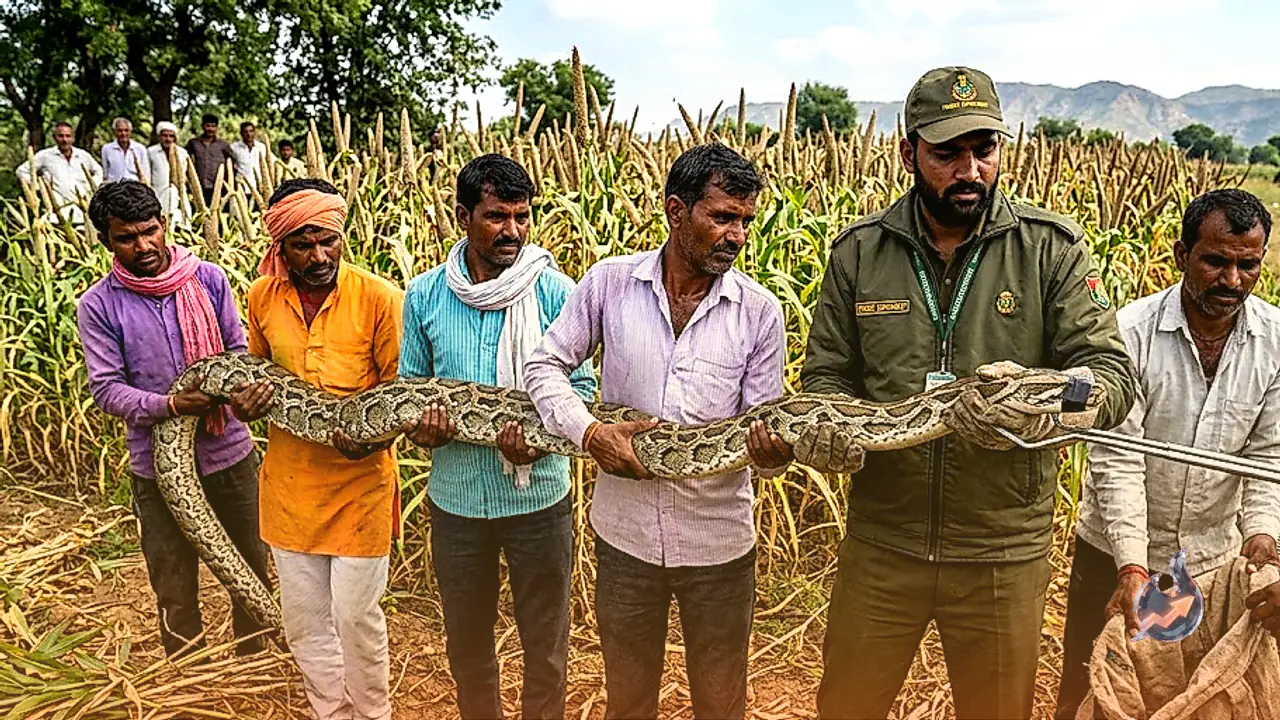 11-Foot Giant Python Found in Alwar Field While Harvesting Millet