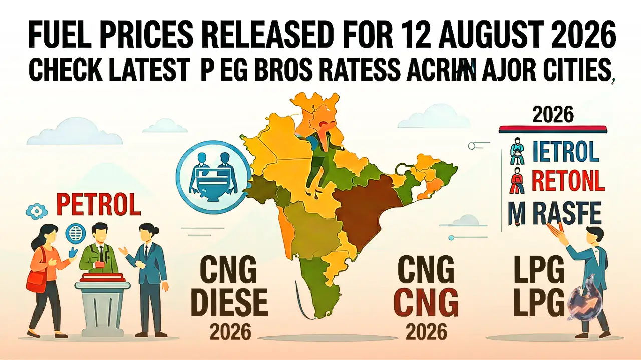 Fuel Prices Released for 12 August 2026: Check Latest Petrol, Diesel, CNG and LPG Rates Across Major Cities