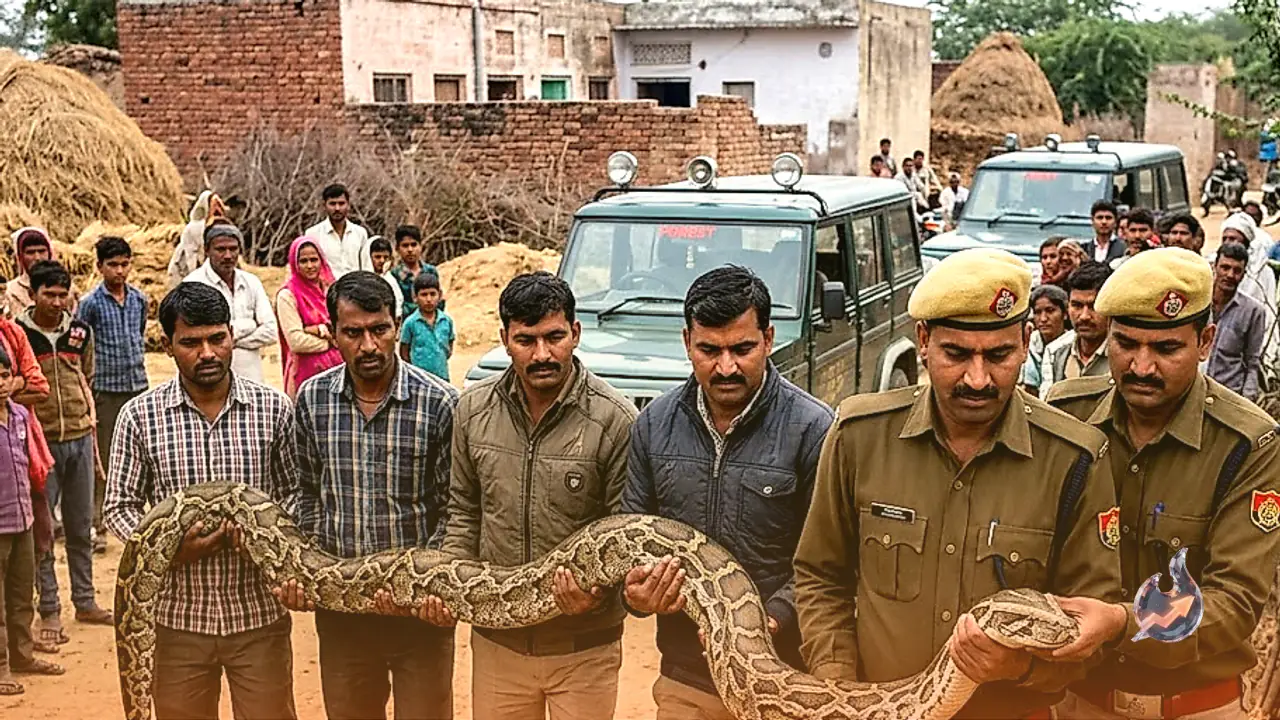 अलवर के ढढीकर गांव में निकला 15 फीट लंबा अजगर, वन टीम ने सरिस्का के अंधेरी बफर जोन में सुरक्षित छोड़ा