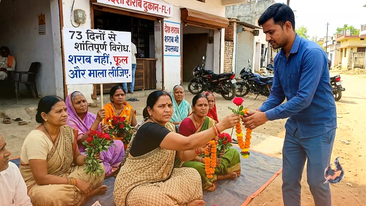 For 73 days, women in a Balaghat colony have sat outside a liquor shop, sending buyers home with roses and garlands