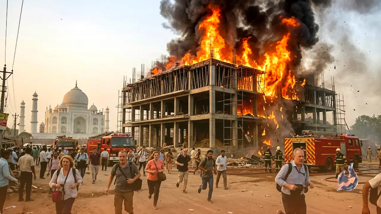 Agra: Massive Fire Erupts at Hotel Under Construction Near Taj Mahal, Tourists Panicked
