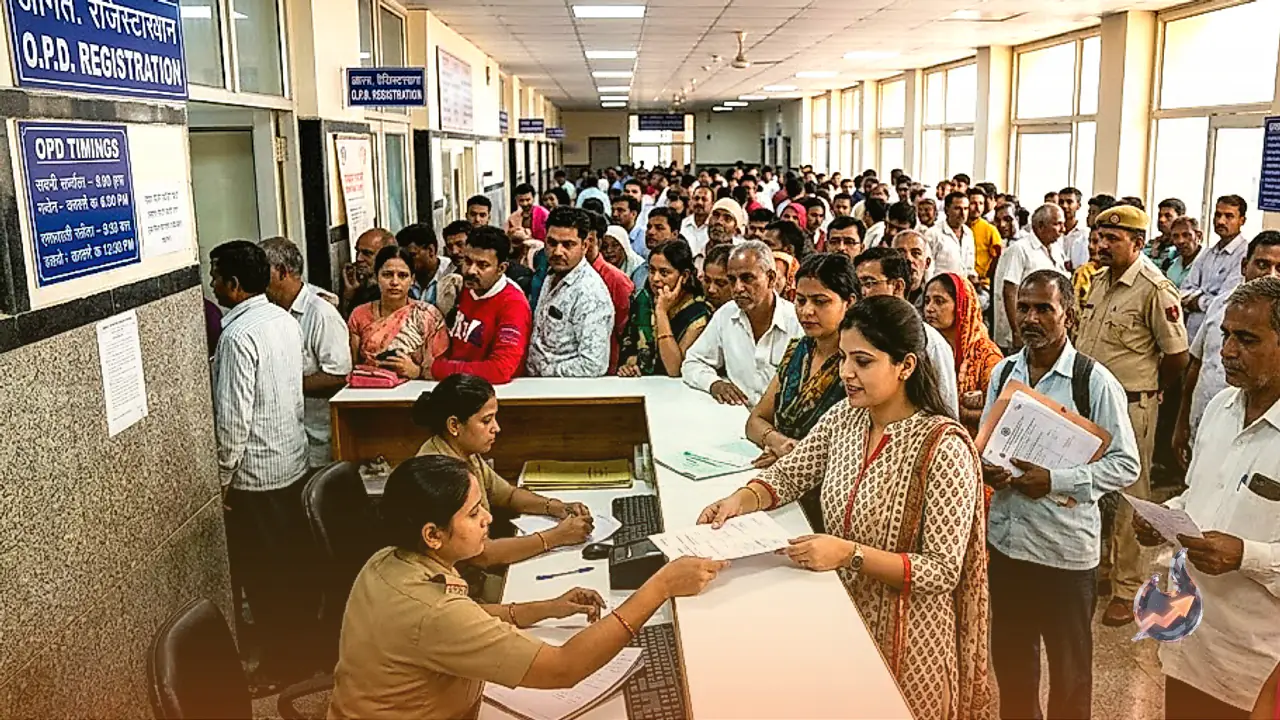आगरा के जिला अस्पताल में छुट्टियों के बाद उमड़ी भारी भीड़, पर्चा काउंटरों पर लंबी कतारों से मरीज परेशान