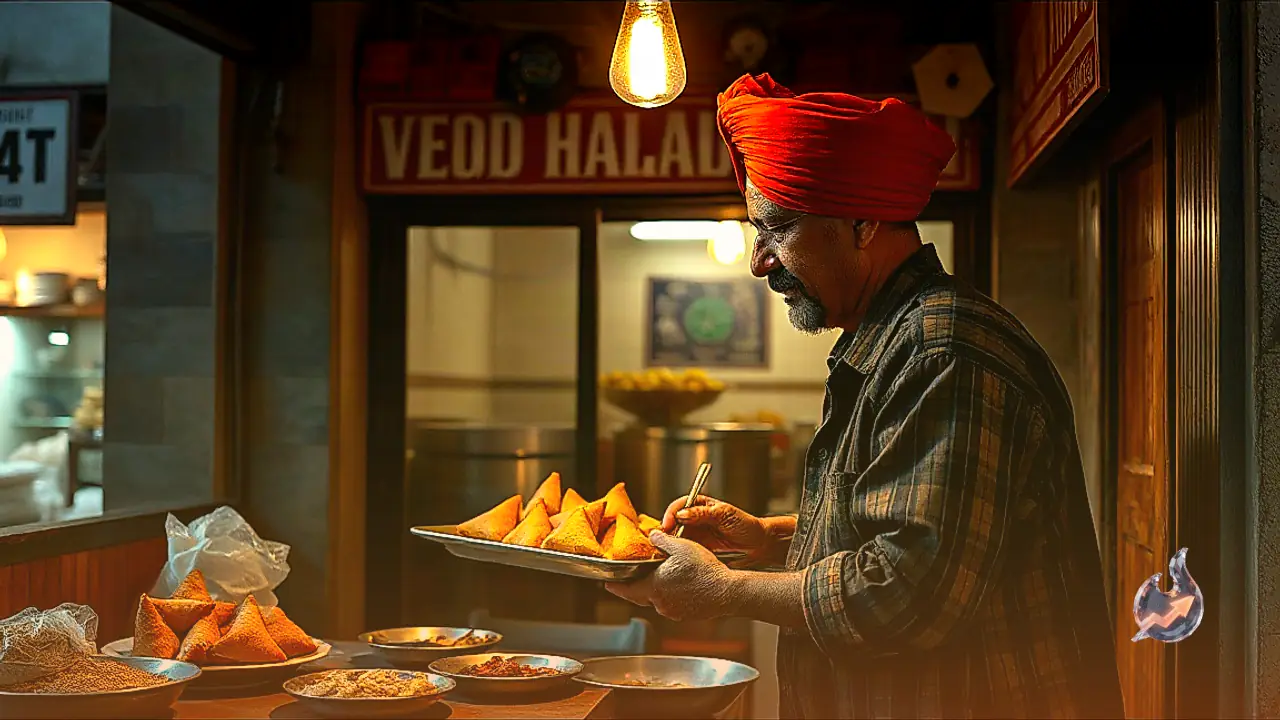आगरा के पश्चिमपुरी में वेद सिंह हलवाई का 25 साल पुराना समोसा, आलू और पनीर की स्टफिंग के साथ दो चटनी