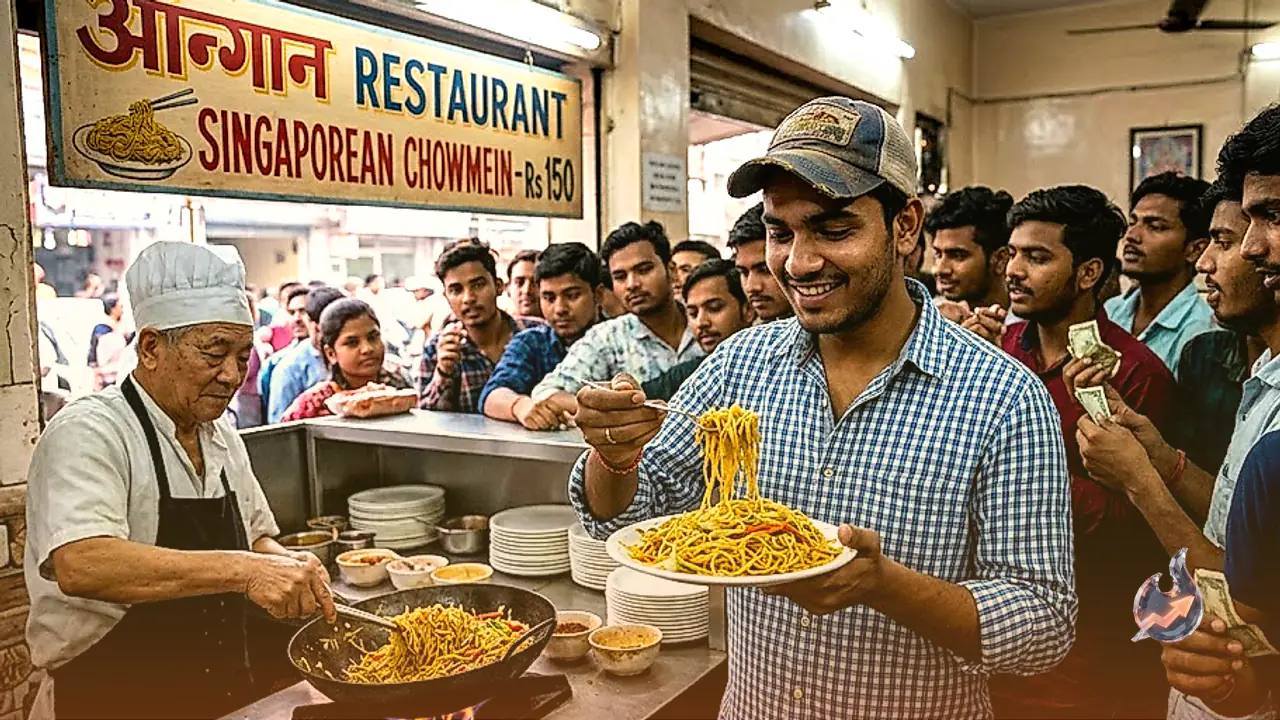 Agra Youth Swarm Aangan Restaurant for Special Rs 150 Singaporean Chowmein Prepared by Expert Chinese Chefs