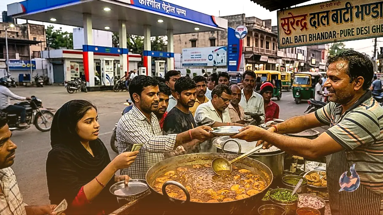 Agra Street Food Lovers Rush For Pure Desi Ghee Dal Bati Near Kargil Petrol Pump Every Evening