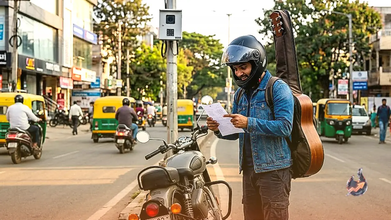 बेंगलुरु में एआई कैमरे का गजब कारनामा, पीठ पर टंगे गिटार को मान लिया बिना हेलमेट का मुसाफिर और थमा दिया चालान
