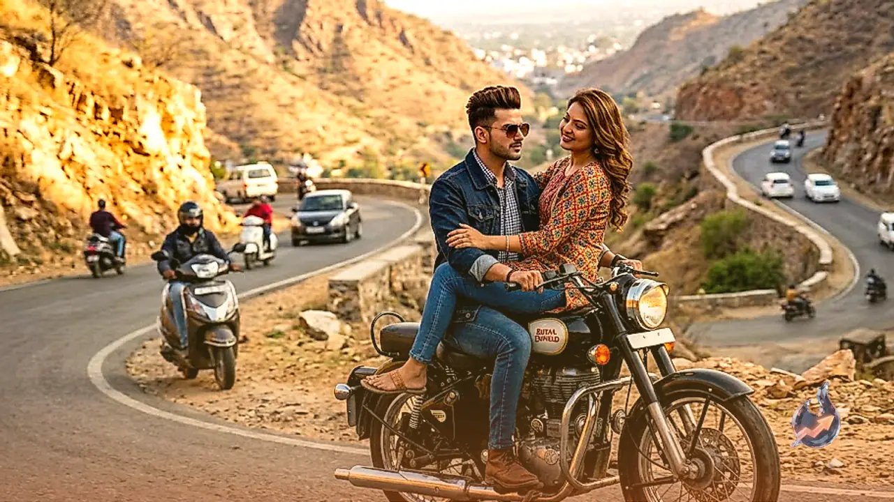 अजमेर से पुष्कर मार्ग पर बाइक की टंकी पर बैठी नजर आई युवती, तीखे मोड़ों पर स्टंट का वीडियो वायरल
