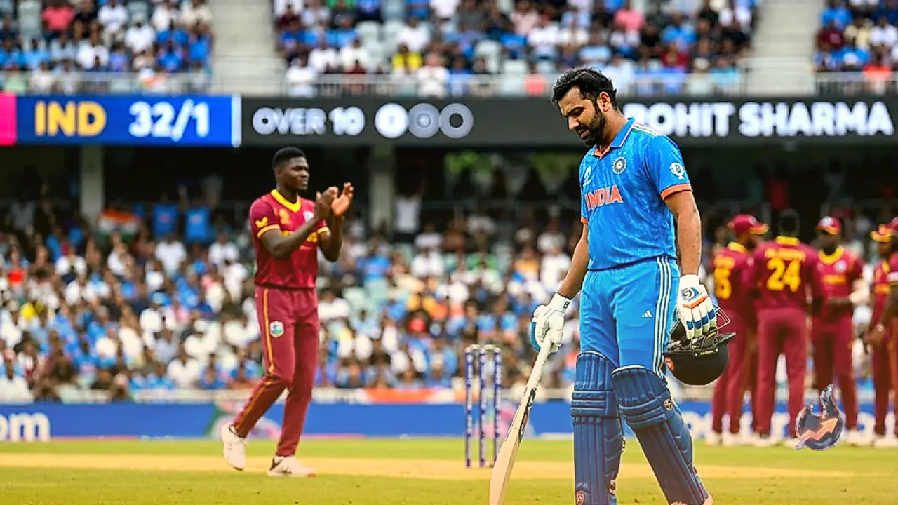 Rohit Sharma struggles against Alzarri Joseph as India faces West Indies in first ODI