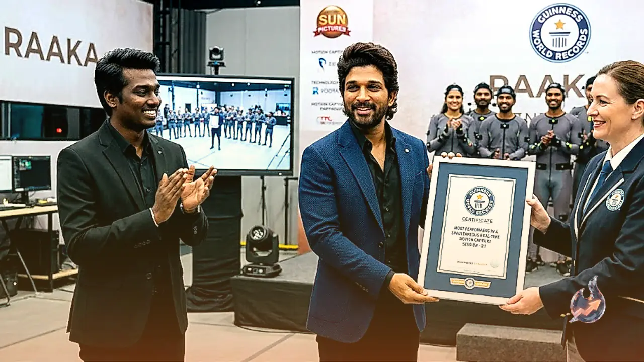 Allu Arjun and Atlee's Raaka Makes History with Guinness World Record for Real-Time Motion Capture Featuring 37 Performers