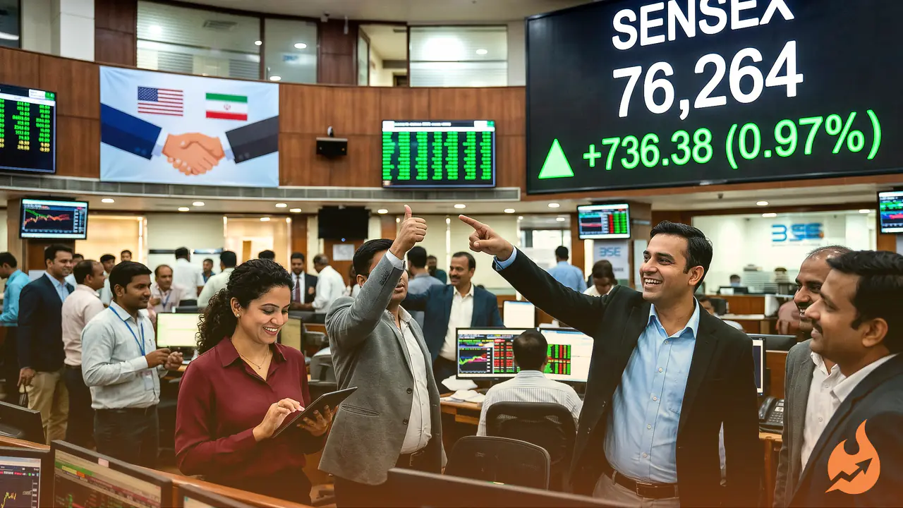 US-Iran Peace Deal Powers a Market Rally: Sensex Jumps 736 Points to 76,264, Trent Tops the Charts
