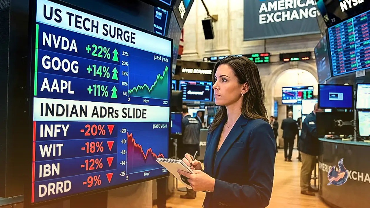US Tech Giants Surge While Indian IT and Bank Listings Slide on American Exchanges