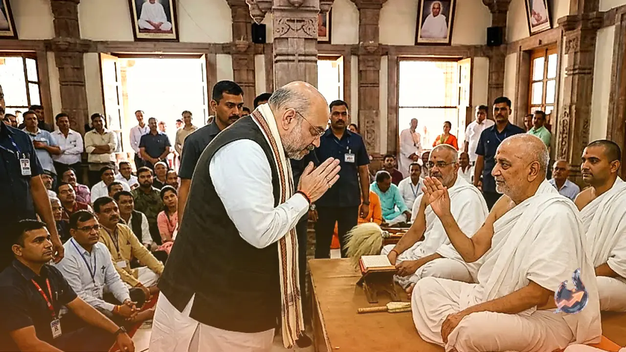 अमित शाह ने अहमदाबाद पहुंचकर आचार्य श्री उदयप्रभ सूरीश्वरजी महाराज साહેब से की भेंट, सोशल मीडिया पर साझा किए विचार