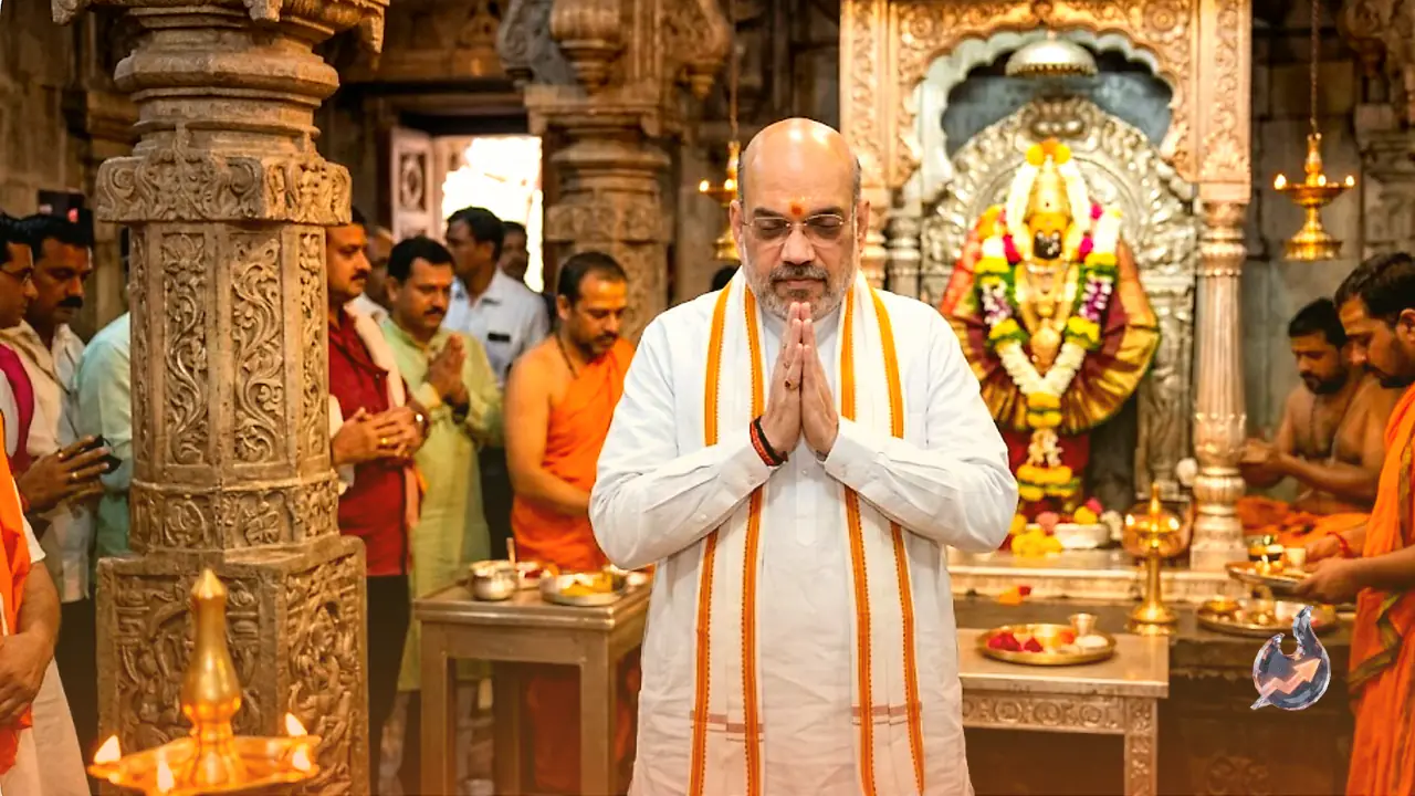 Amit Shah Visits Shri Ambabai Mahalakshmi Temple in Kolhapur Maharashtra and Offers Prayers