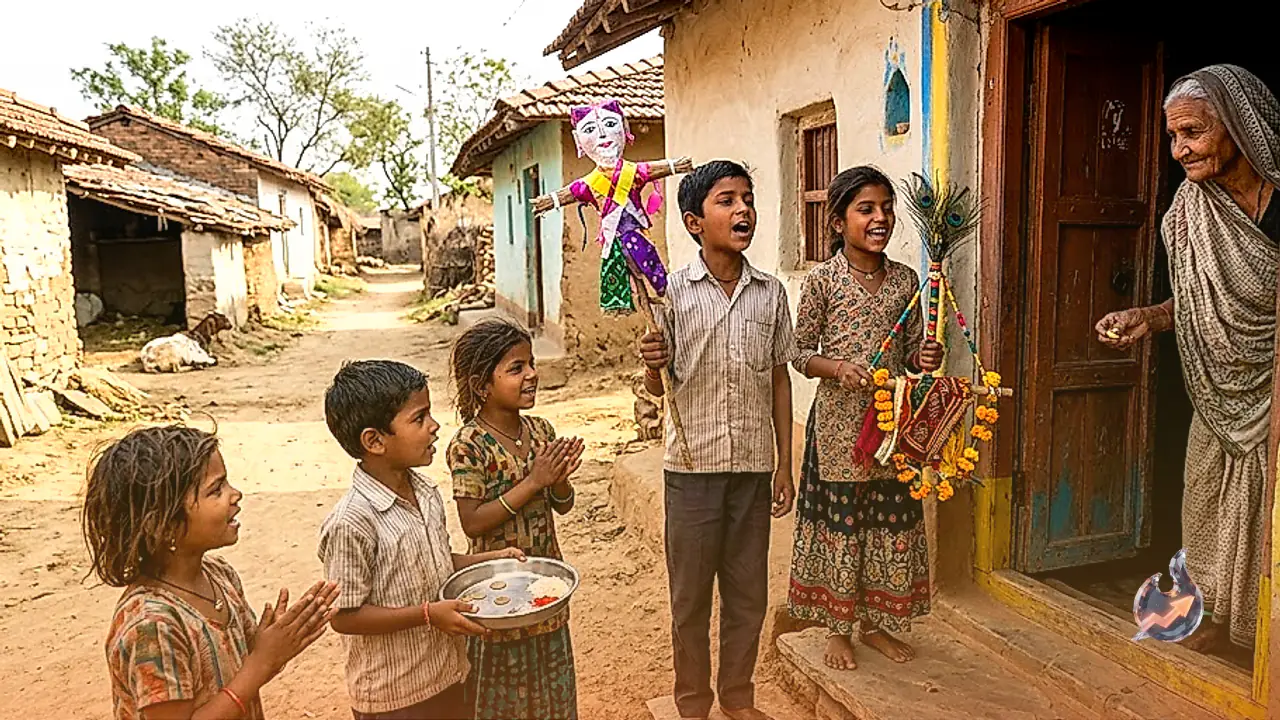 Ancient Mahabharata Era Custom Survives in Bharatpur as Children Take Tesu and Jhanjhi Door to Door