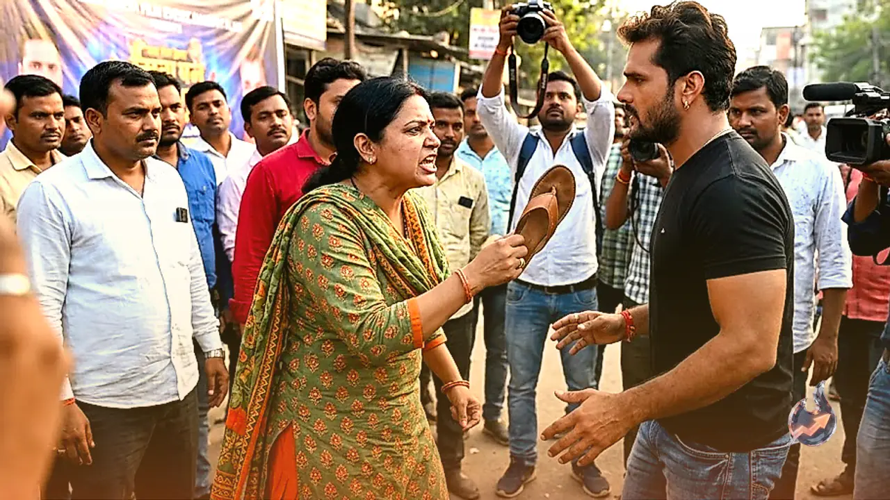Anjana Singh and Khesari Lal Yadav Clash: Actress Shows Slipper and Issues Open Challenge