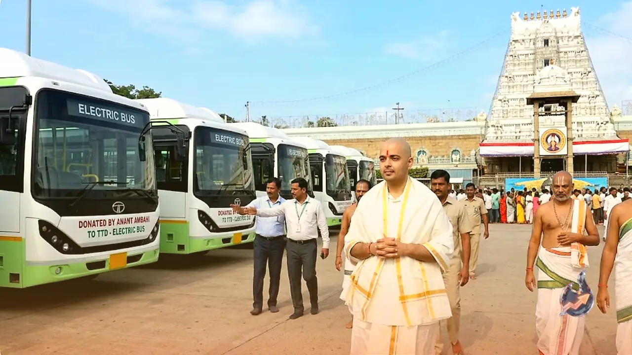 Anant Ambani visits Tirumala temple, offers hair and donates 25 electric buses