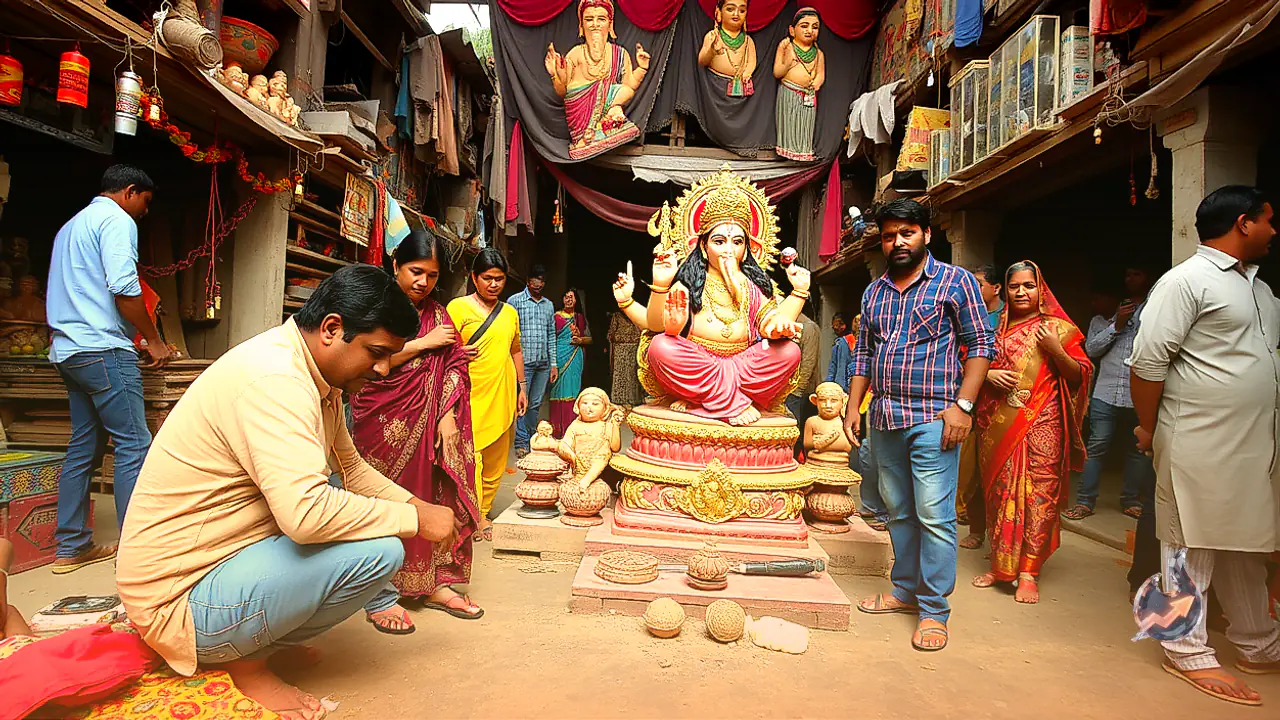 Artisan Couple in Faridabad Crafts 16-Foot Durga Idol Priced at Rs 2 Lakh for Ghaziabad Devotees