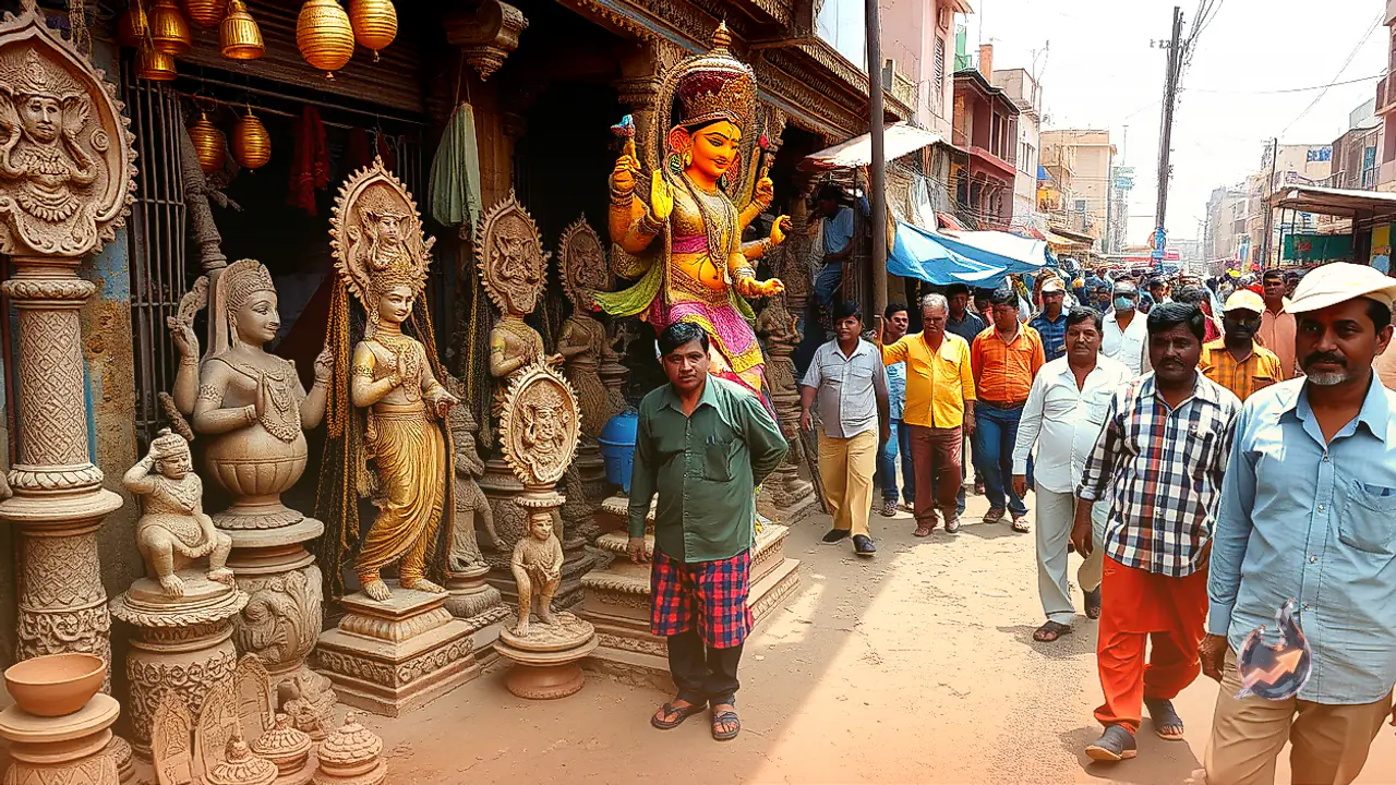 Artisans Craft Divine Durga Idols Along Pugal Road in Bikaner Ahead of Navratri