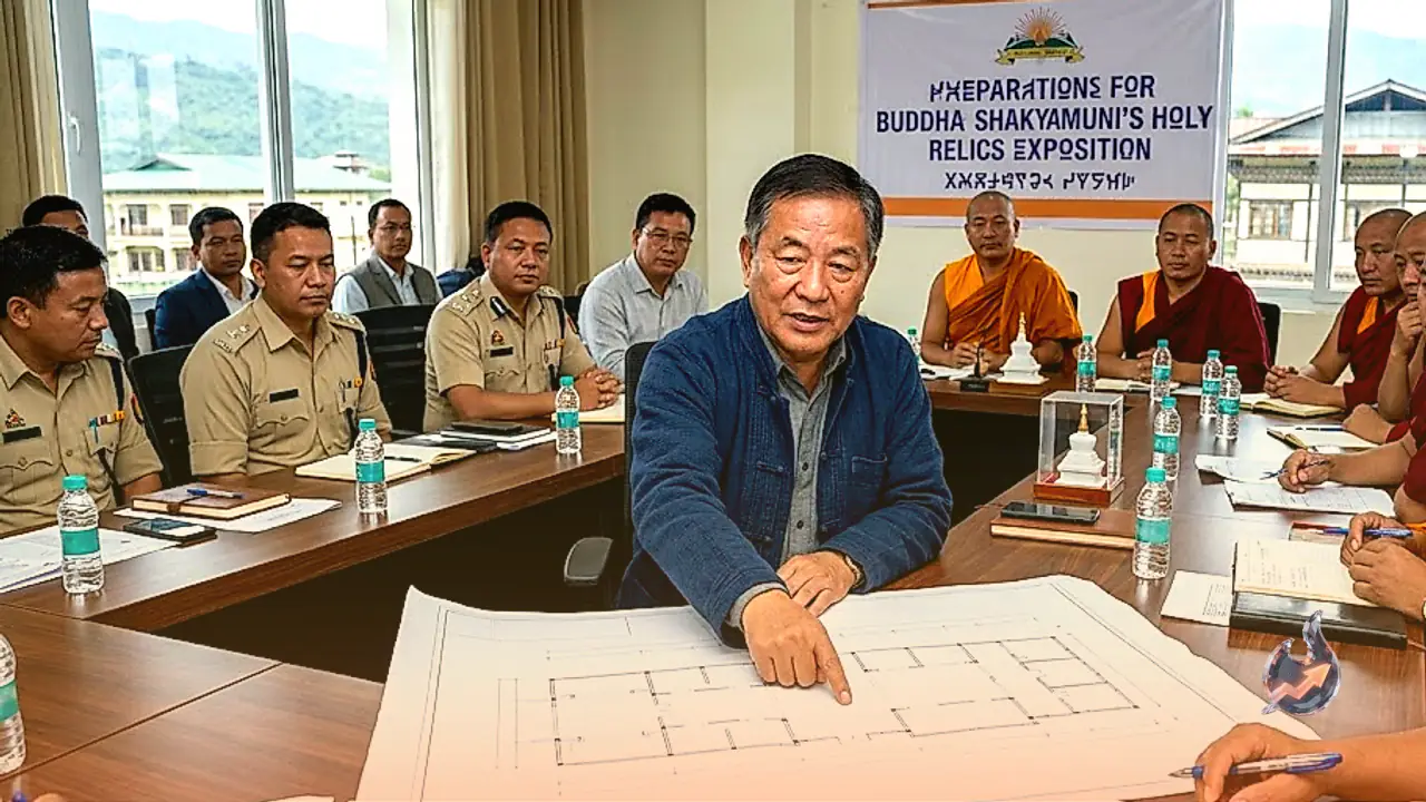 अरुणाचल प्रदेश में भगवान बुद्ध के पवित्र अवशेषों की प्रदर्शनी की तैयारियों का चौना मेन ने लिया जायजा