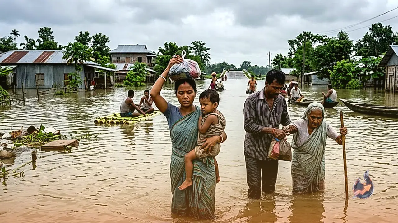 असम में बाढ़ का प्रचंड कहर: एक दिन में 21 मौतें, 16 जिलों में हाहाकार