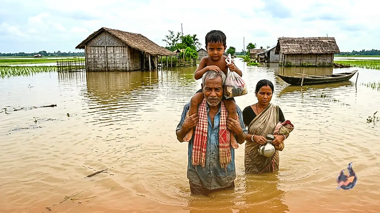 Assam Floods Claim 95 Lives as Over 1.6 Lakh People Face Severe Displacement Across 14 Districts