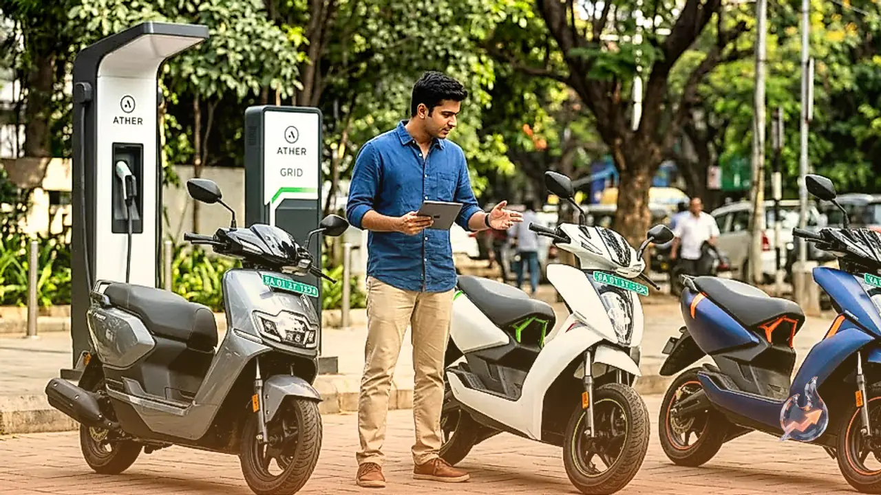 Comparing Ather Energy's Top Three Electric Scooters across Price, Battery Size, and Range
