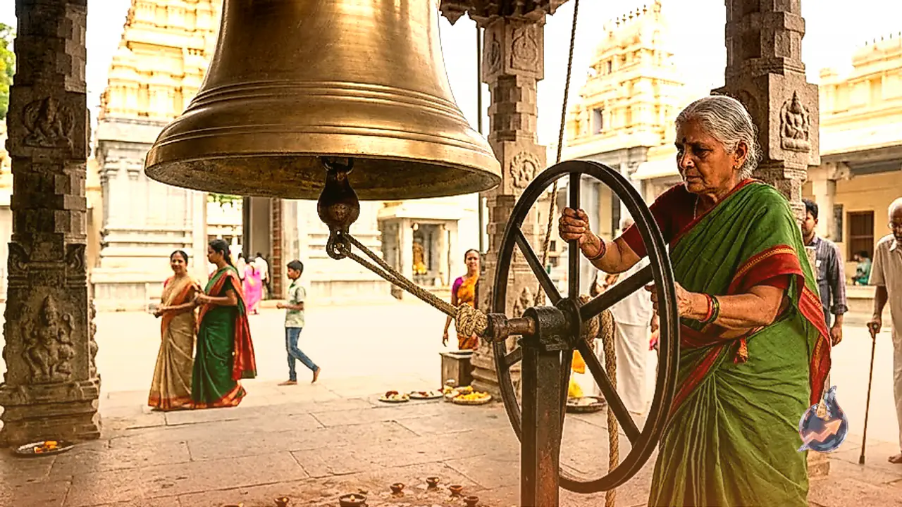 At 80, Raji Amma Has Rung a Massive 250 kg Bell Daily for 25 Years at a Hyderabad Temple