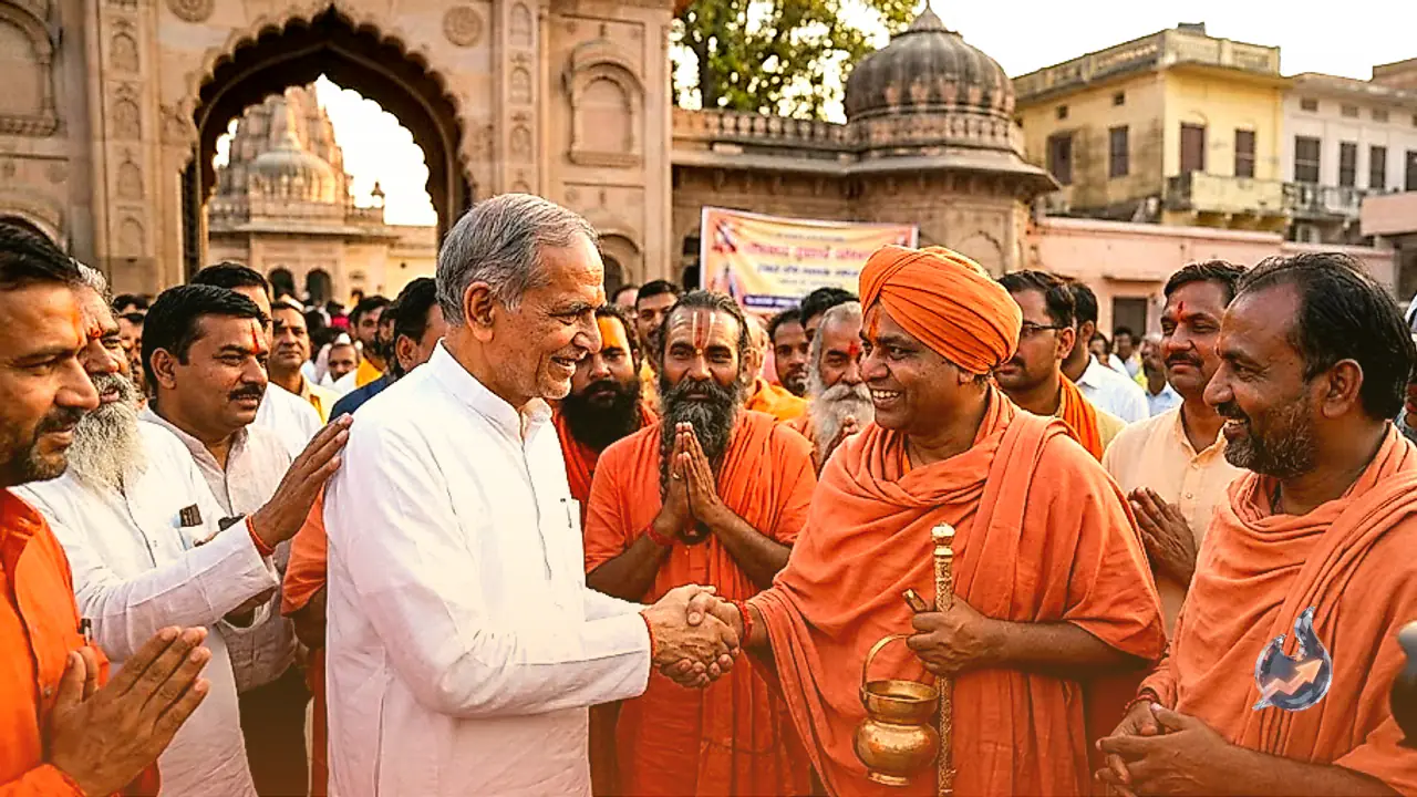 Champat Rai Meets Paramhans Acharya in Ayodhya as Saint Community Backs Him Against Critics