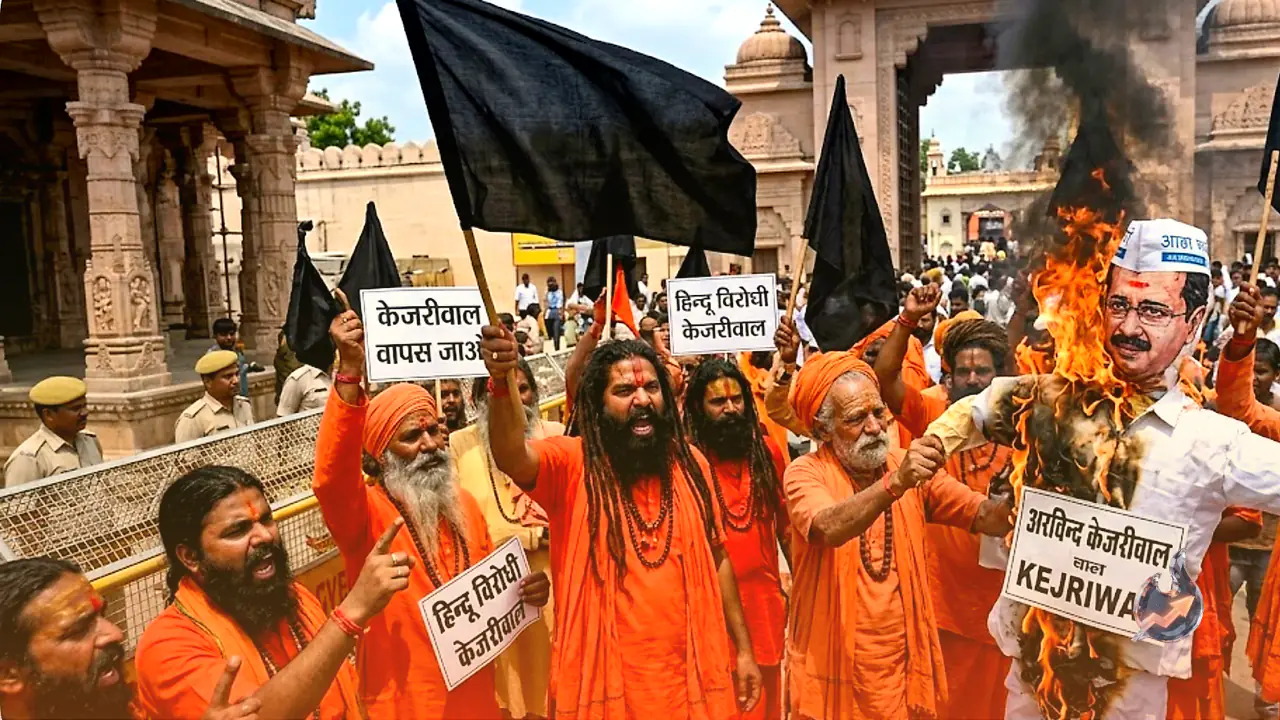 Saints Vow Black Flags and Effigy Burning as Kejriwal Lands in Ayodhya