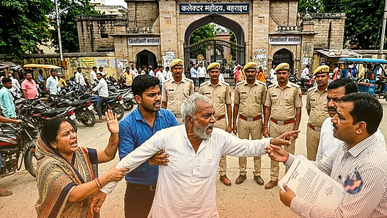 High-voltage drama over 15 lakh land deal outside DM meeting in Bahraich as police remain mute spectators