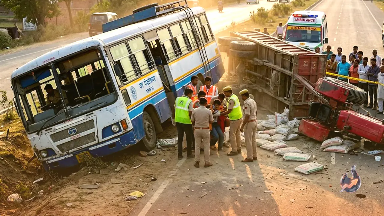 Tragic Collision on Bahraich-Gonda Highway Leaves Tractor Driver Dead and Eleven Injured