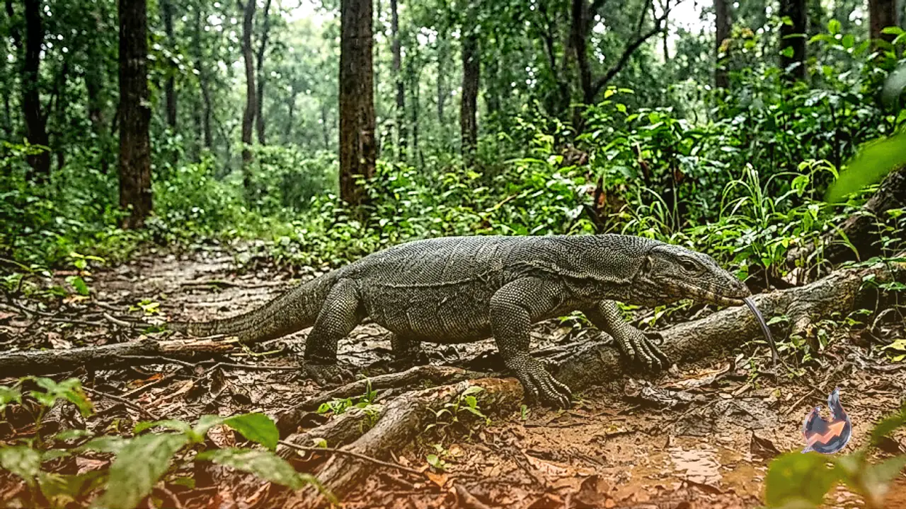 Giant Monitor Lizard Spotted Wandering in Bahraich Katarniaghat Forest
