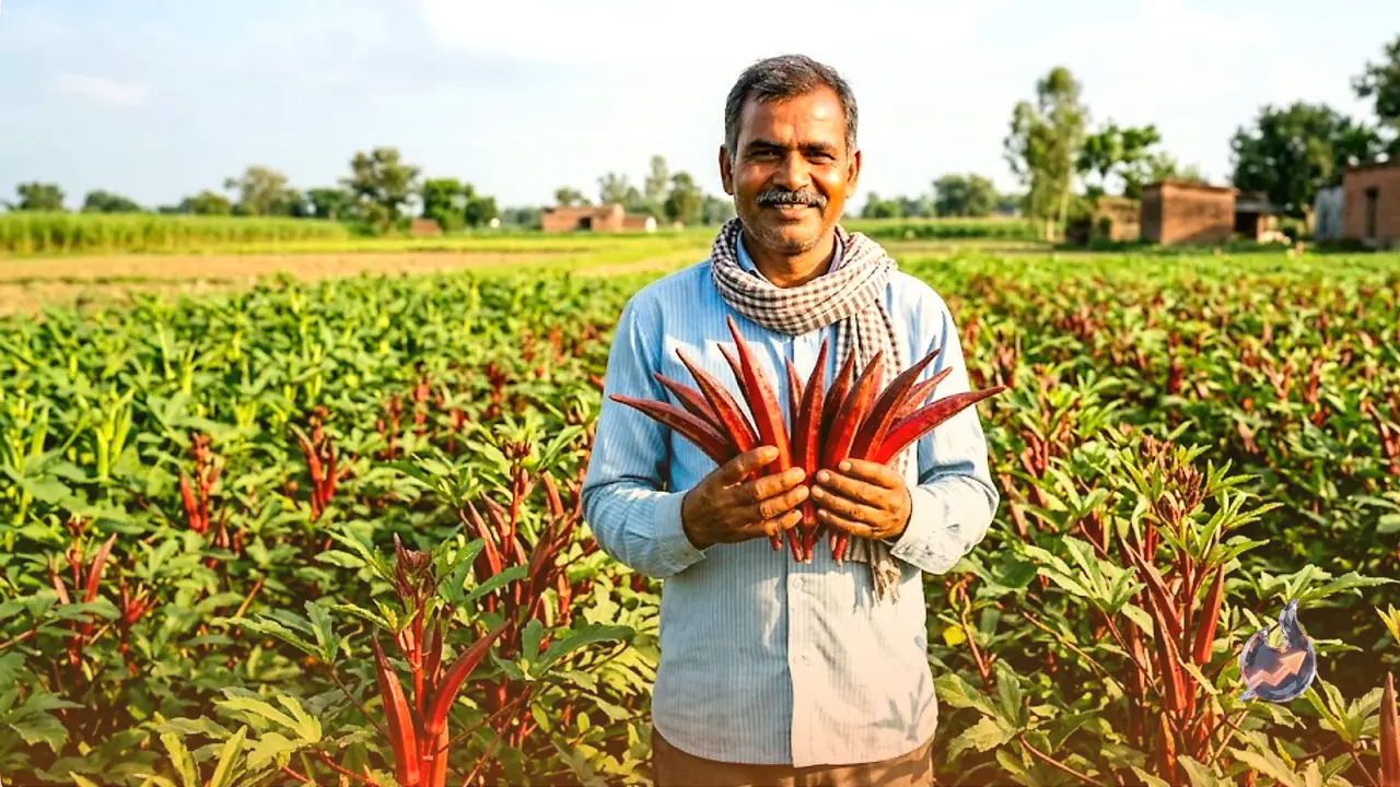 This Bahraich Farmer Swapped Green Okra for Red and Turned a ₹7,000 Investment Into ₹20,000 Profit