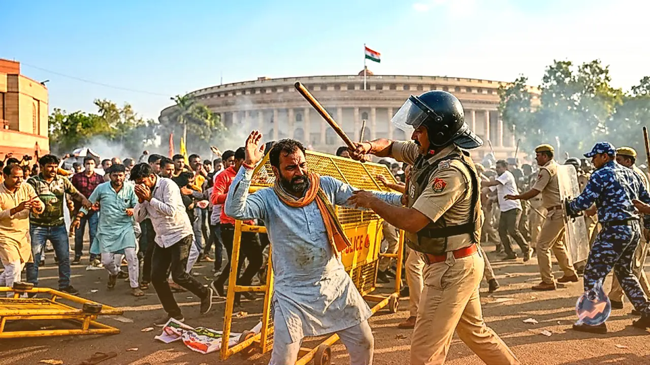 Delhi Police Baton-Charge Protesters Near Parliament, PM Modi Heads Back to Residence as CISF Locks Down Complex