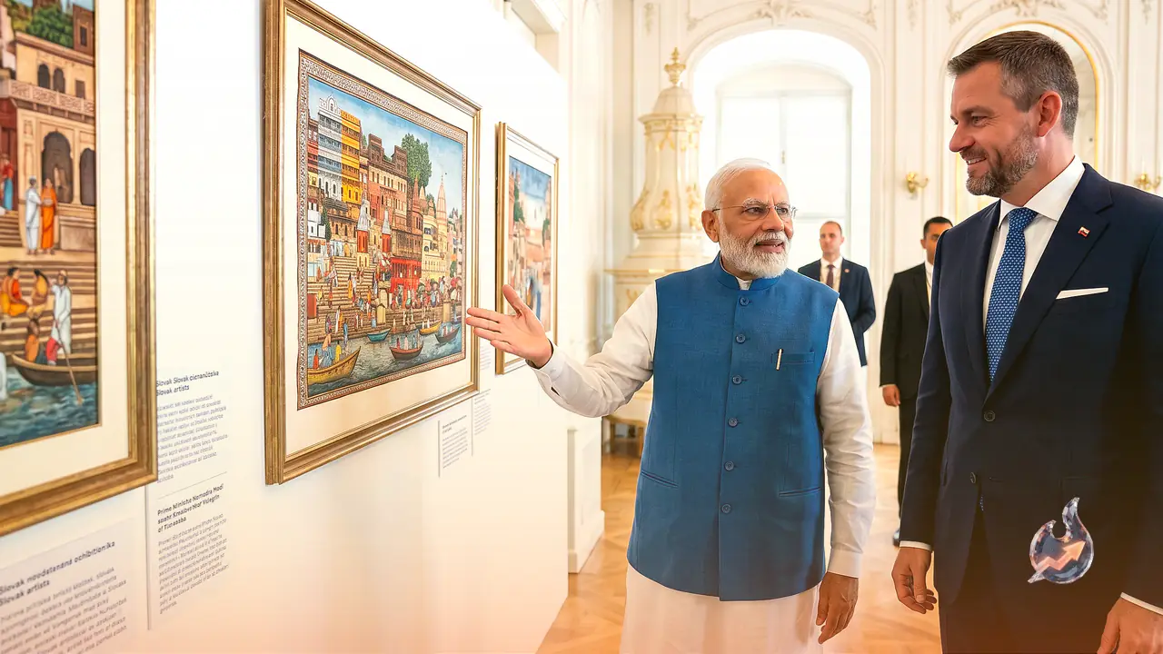 बनारस की झलक अब ब्राटिस्लावा में, मोदी ने प्रेसिडेंट पेलेग्रिनी के साथ देखी वाराणसी पर खास प्रदर्शनी