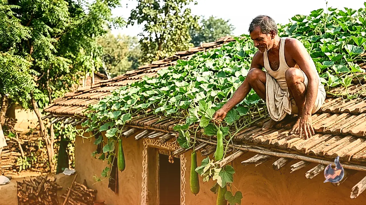 Bandhan Manjhi of Surguja Cultivates Rooftop Squash on Mud House That Naturally Stays Cool Like an AC