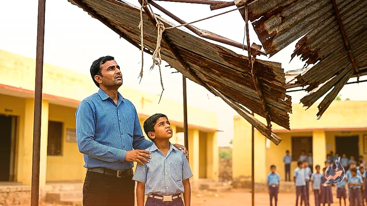 Dangerous Tin Roof Hangs Over 300 Students at Barmer School with No Repairs for Over a Month