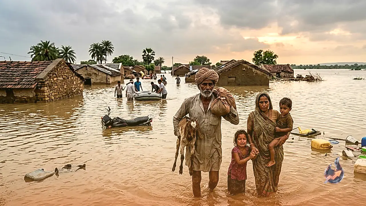 बाड़मेर के चौहटन में भारी बारिश से तबाही, सलारिया और मिये का तला में बाढ़ जैसे हालात