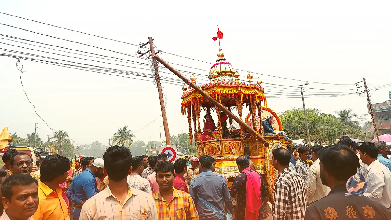 Bastar Dussehra Chariot Accident: Electric Pole Collapses After Route Deviation, Injuring Devotees