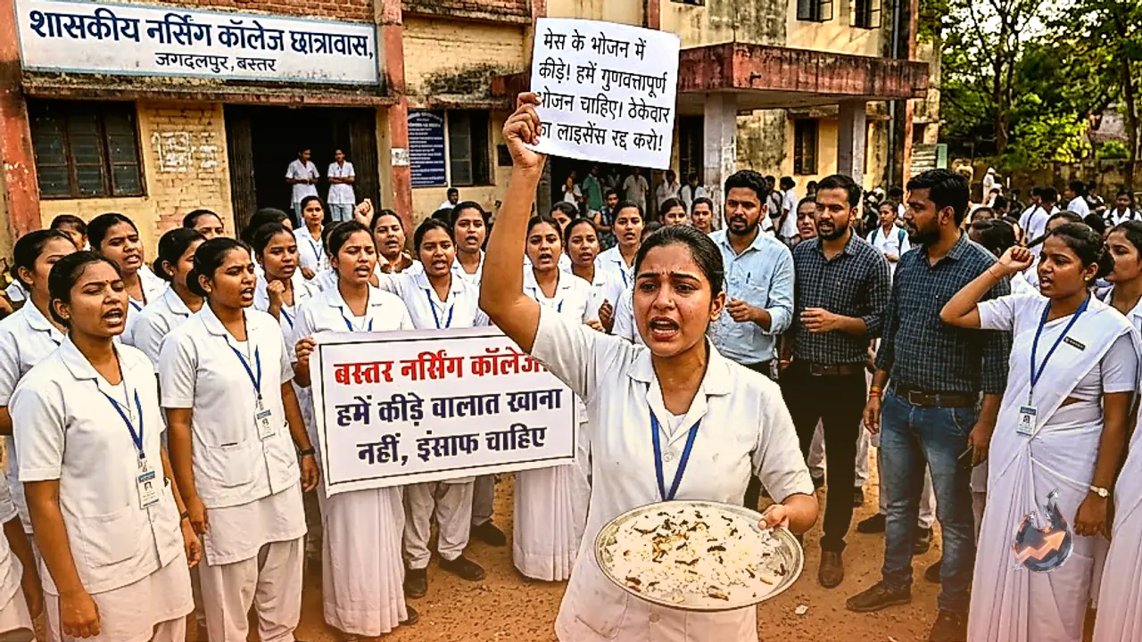 बस्तर नर्सिंग कॉलेज हॉस्टल के खाने में रेंगती इल्लियां मिलने पर छात्राओं का हंगामा, मेस ठेकेदार पर कार्रवाई की मांग