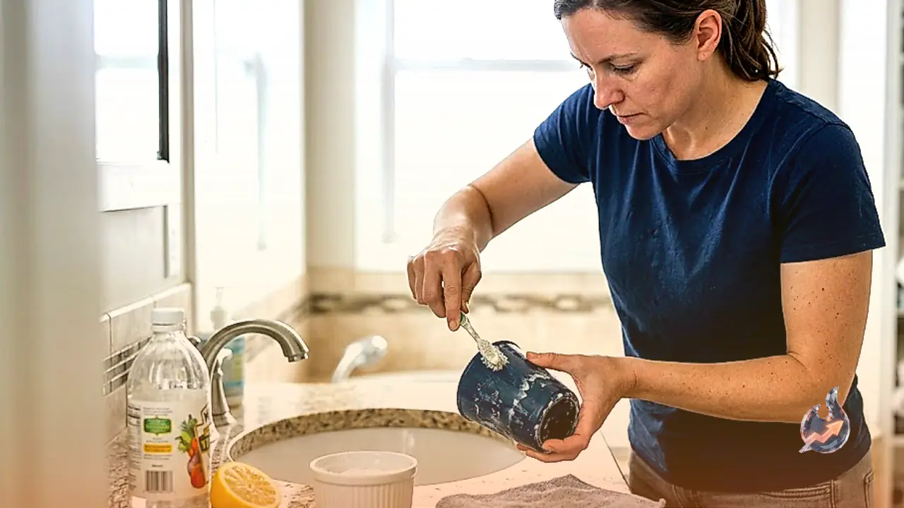 How to Clean Hard Water Scale and Grime from Bathroom Plastic Mugs Using Kitchen Items