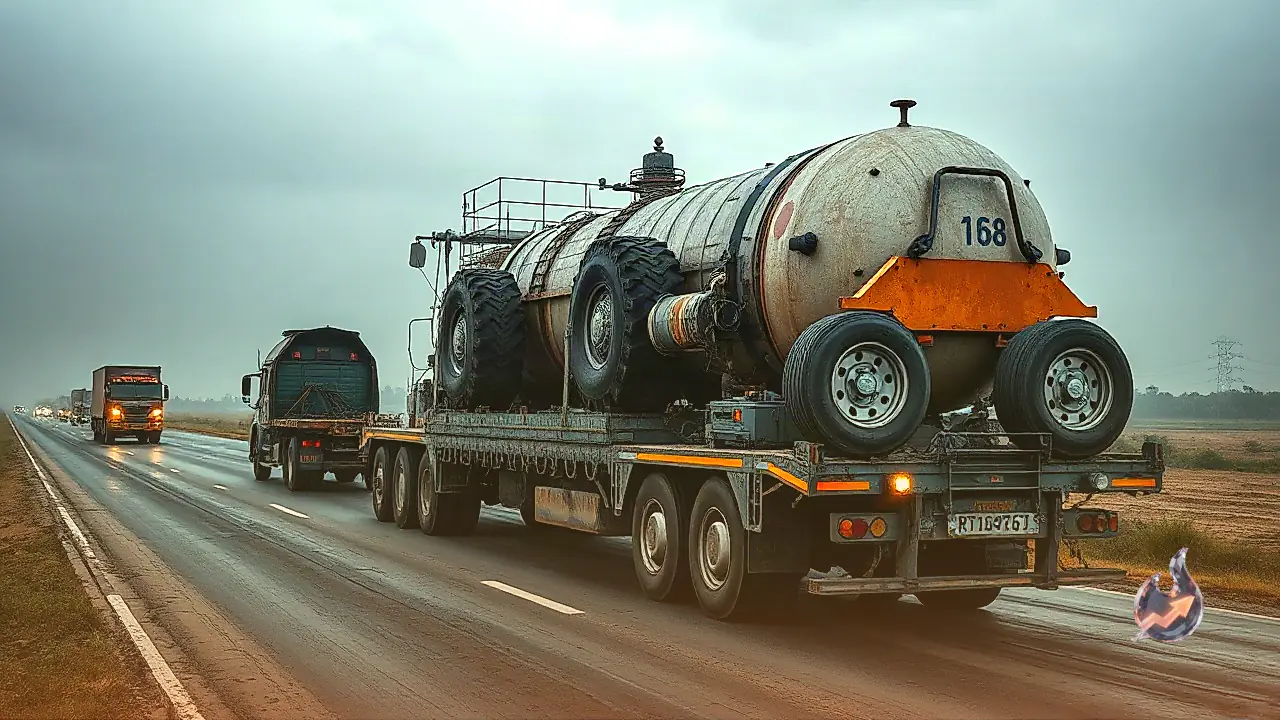 A 100-Foot, 308-Wheel Truck Carrying a Belgian Reactor Is Crawling Across India Right Now