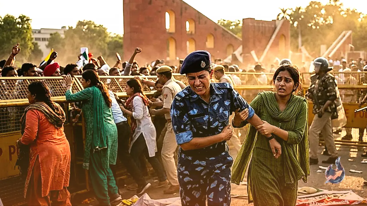 RAF officer's arm broken at Jantar Mantar while saving a woman protester from a stampede