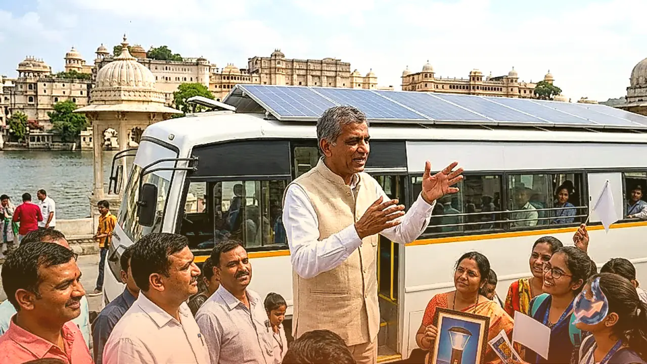 भारत क्लाइमेट सत्याग्रह के तहत उदयपुर पहुंचे सोलर मैन प्रो. चेतन सोलंकी, ऊर्जा स्वराज का दिया संदेश