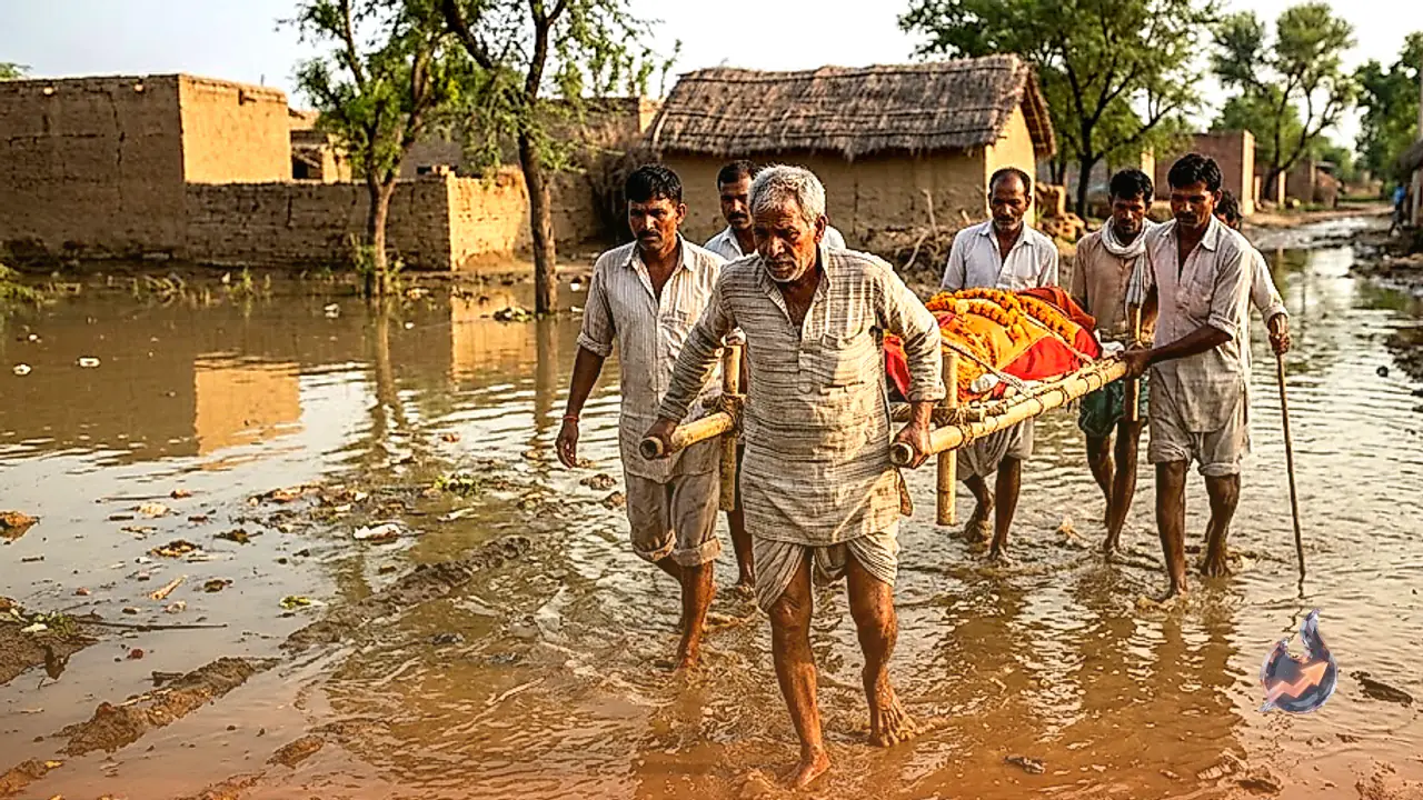 Bad Roads and Waterlogging to Cremation Ground in Ajan Village of Bharatpur Create Major Hurdles for Funeral Processions