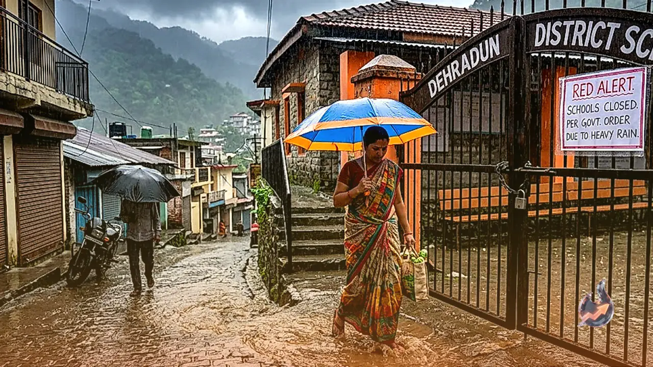 Torrential rain grounds Uttarakhand as red alert forces school closures across several districts