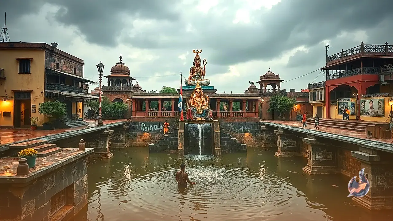 Monsoon Rains Cause Jalore's 250 Year Old Stepwell to Overflow Bathing the Ancient Shiva Lingam