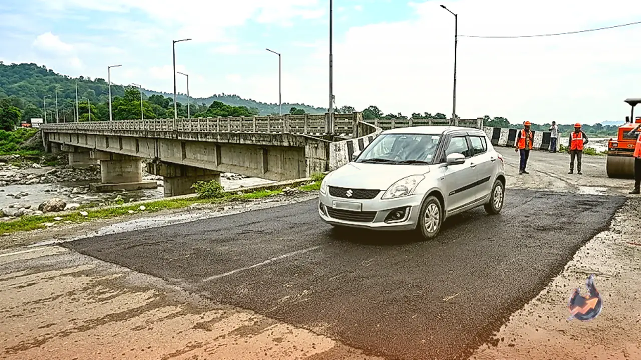 Heavy Rain Damaged a Bridge Approach Road, But Traffic Was Back Within 12 Hours at Nanda Ki Chowki